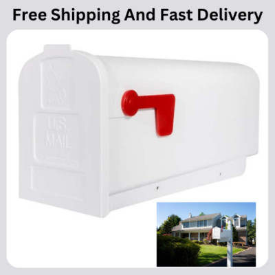 White Mailbox Deluxe Polybox Durable & Best Rust-proof Polymer Post Mounted New