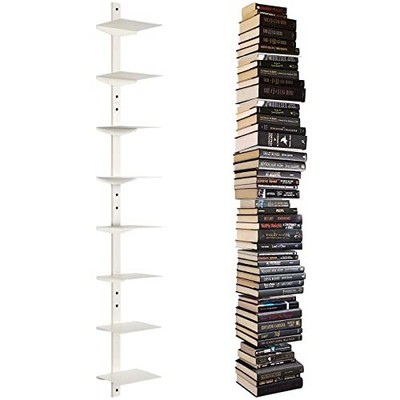Invisible Floating Bookshelf for Wall Mounted, 8 Tier Vertical 4PC-8 Tier White