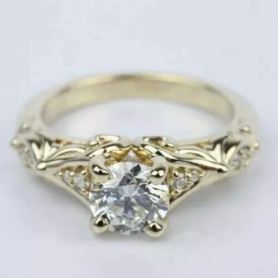 2 Ct Round Lab-Created Diamond Women's New Trending Ring 14K Yellow Gold Plated