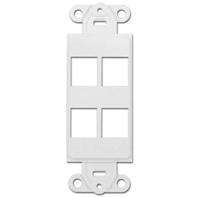 4-Port Decora Style Keystone Jack Wall Plate Insert Four Hole - White