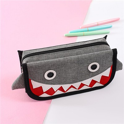 Oxford Cloth Cute Shark Cartoon Pencil Case Student Large Capacity Pencil Bag