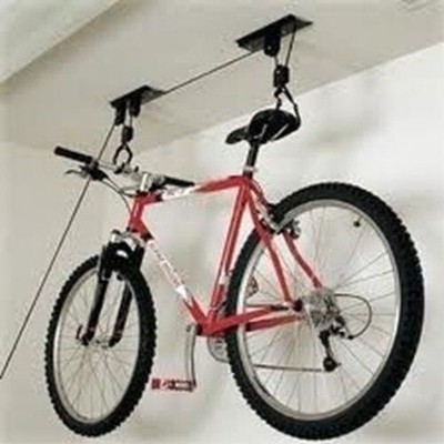 Overhead Garage Hanging Bike Storage Storing Ceiling Roof Mount Rope Lift Rack