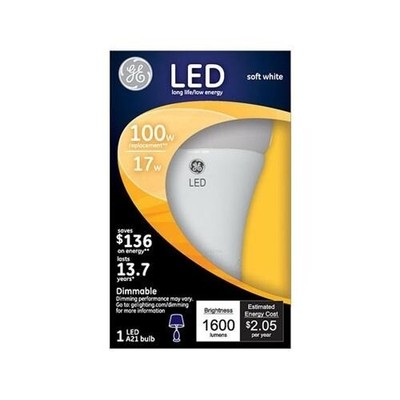 GE LED Light Bulb Soft White General Purpose A21 Value  1 Bulb  1600 Lumens