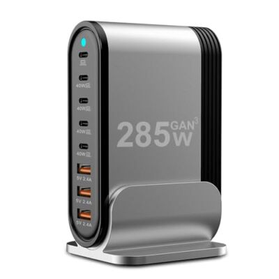 USB C Fast Charger 285W GaN 8 Port Type USB C Charging Station Hub Block USB ...