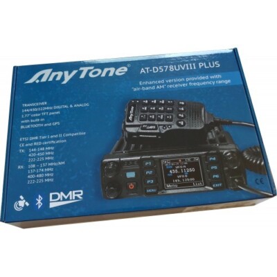 Anytone AT-D578UVIII PLUS - Tri-Band Mobile Transceiver w/ GPS, BT, Air Band, V2