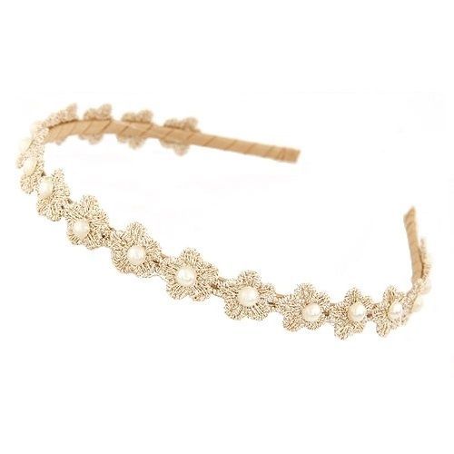 Lele Sadoughi Lace Linen Headband Beige Lele Sadoughi | Accessories | Lele Sadoughi Lace Linen  main image 2