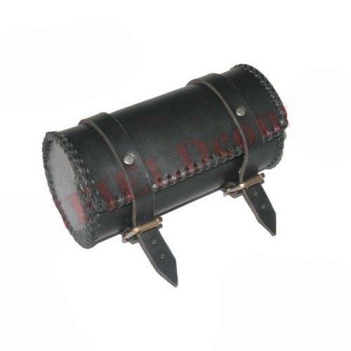 Black Leather Woven Edge Tool Bag Roll With Fitting For Norton BSA Triumph Ariel