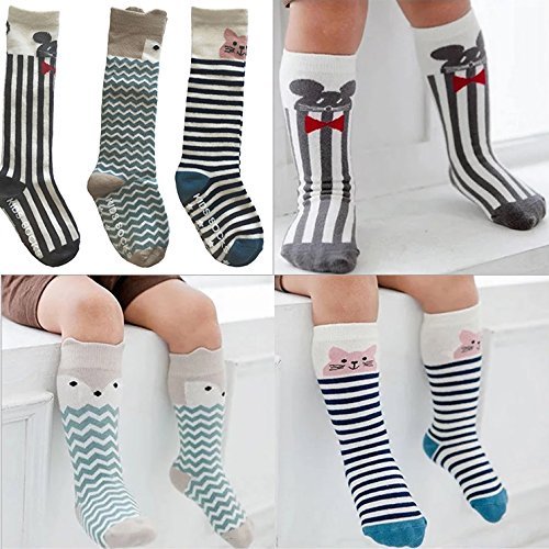 Pro1rise Unisex Baby Knee High Socks Stockings Cartoon Animal Non Slip Tube Long