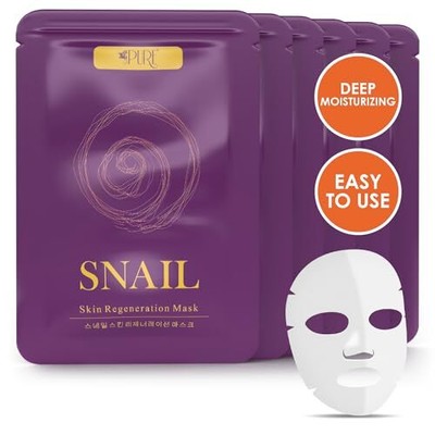 LA PURE Korean Face Mask - 10ct Snail Mucin Hydrating Face Masks Anti Wrinkle...