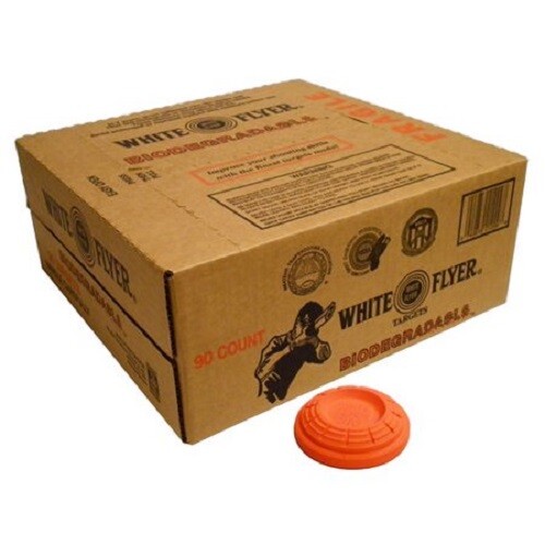 90 White Flyer Bio Targets Orange Top Skeet Trap Shooting Targets Case Lot USA