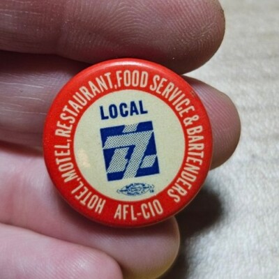 Vintage Hotel Motel Restaurant Food Service & Bartenders Union Pin