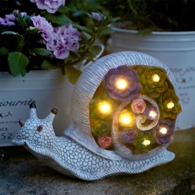 FORUP Snail Garden Statue Resin Snail Figurine Garden Lawn Ornaments with Sol...