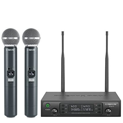 Wireless Microphone System Dual Wireless Micsw/ 2 Handheld Dynamic Microphone...