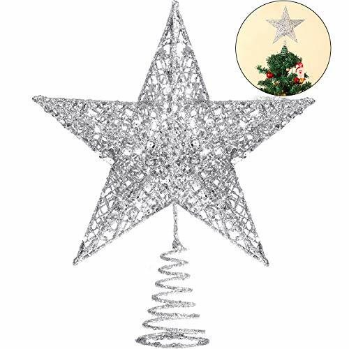 Stella Albero Di Natale.Blulu 10 Pollici Stella Albero Di Natale Topper Argento Ebay