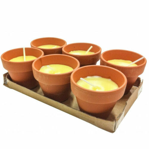 Set 6 Pezzi Candela Alla Citronella Vaso Di Terracotta Coccio Anti Zanzare dfh