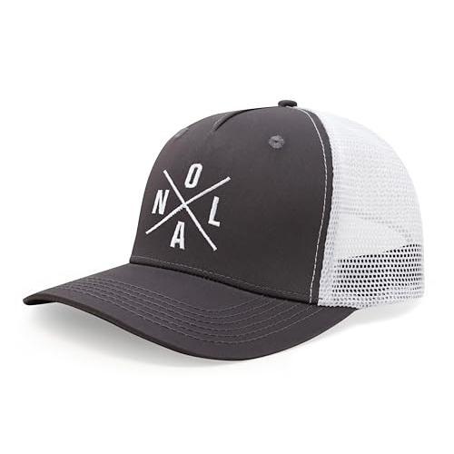 New Orleans NOLA Hat for Men Women – Snapback Trucker Baseball Cap (Grey/White)