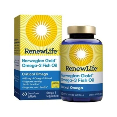 RenewLife Norwegian Gold Omega-3 Fish Oil, 60 Fish Gels - read description