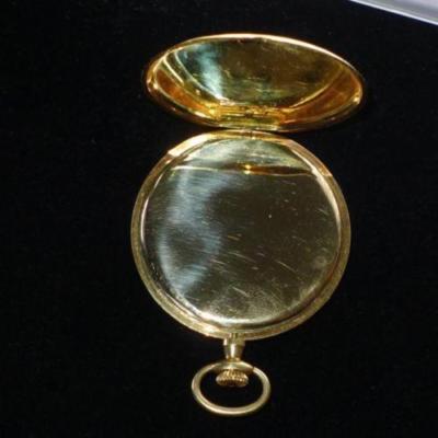 Antique HAAS NEVEUX & Co. 18K Gold Slim Enamel Pocket Watch for Wright & Kay