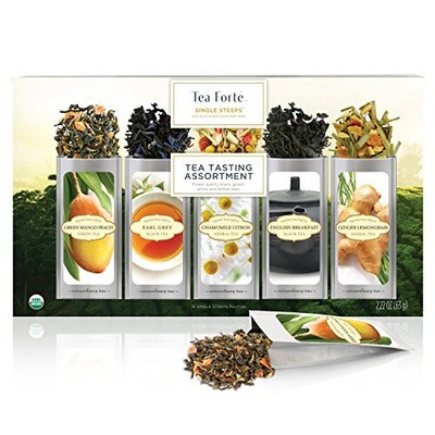 Single Steeps Loose Leaf Tea Sampler, Assorted Variety Box, Single Serve Pouc...
