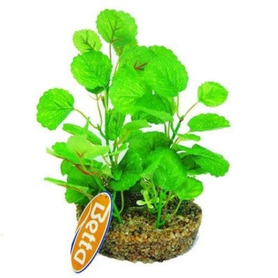 Betta Sand Base 7" Green Silk Anubias Plant Aquarium Fish Tank Decor