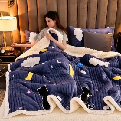 Soft Fluffy Warm Winter Blanket Thicken Lamb's Wool Blankets Milk Velvet