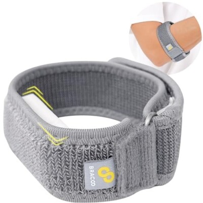 Bracoo EP40 Tutore Epicondilite Gomito, Gomitiera per Epicondilite con Cuscinett