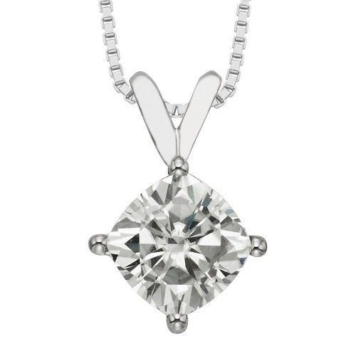 Pre-owned Limor 1.70 Ct. T.w. Forever Brilliant Cushion Moissanite Solitaire Prong Set Pendan...