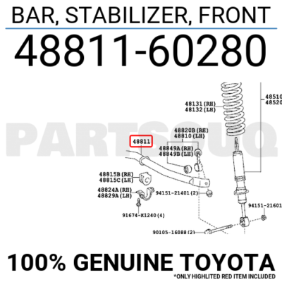 seri専用 48811-04100 Genuine Toyota Bar, Stabilizer, Front