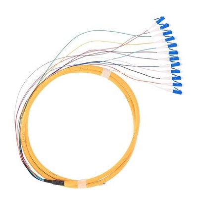 1.5 Meter 12 Strand SingleMode 9/125 LC-UPC Fiber Pigtail 12 Color-Coded LC C...