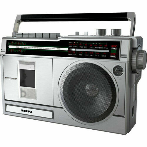ION Audio Retro Rocker Portable Boombox Speaker Bluetooth AM/FM Radio Cassette!