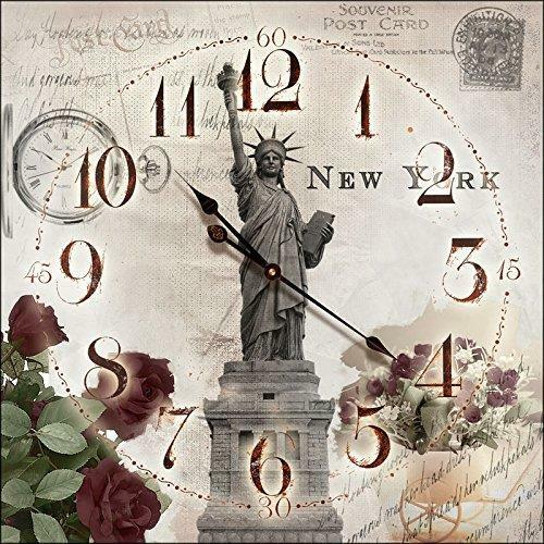 Orologio Da Parete Quadrato Quarzo Shabby New York Dimensioni 30x30cm sus
