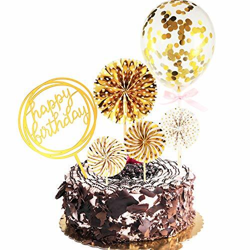 Maitys Set Happy Birthday Topper Per Torte Ventagli Di Carta Coriandoli Ebay