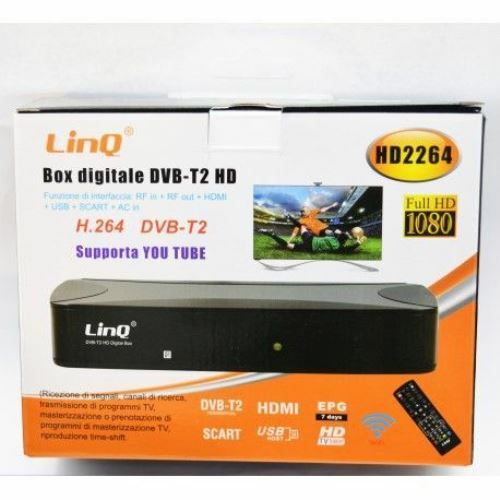 Decoder Digitale Terrestre T2 Con Hdmi Full Hd Dvb-T2 Hd H.264 Linq Hd2264