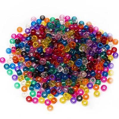 700 Wholesale Mix Plastic Glitter Translucent Pony Beads 6x9mm Bulk for Arts ...