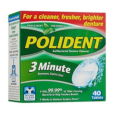 3 Minute Denture Cleanser Tablets, 40 Count, Pack of 2
