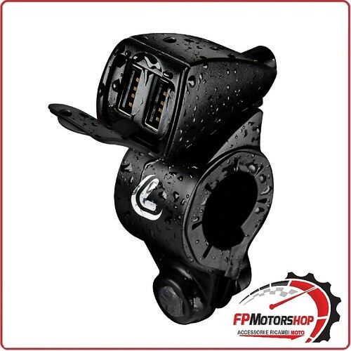 38828 USB-FIX TREK DOPPIO CARICATORE DUAL USB PER MANUBRIO MOTO SCOOTER