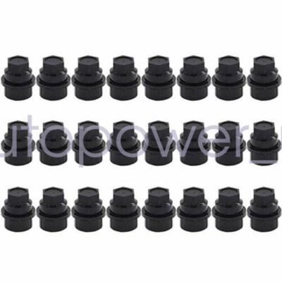 24X Black Lug Nut Covers Caps For Chevy Gmc Silverado 1500 2500 Full Size Truck
