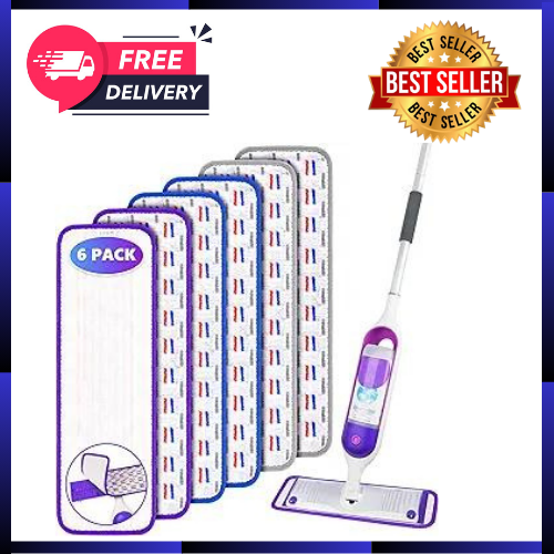 6 PACK Reusable Power Mop Pads Refills, Microfibre Mop Pads  