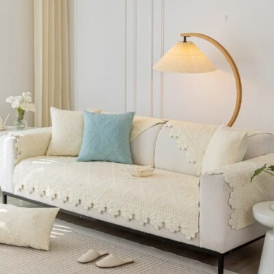 Flowers Jacquard Sofa Cushion Room Non-slip Sofa Towel Couch Slipcover Couch Mat
