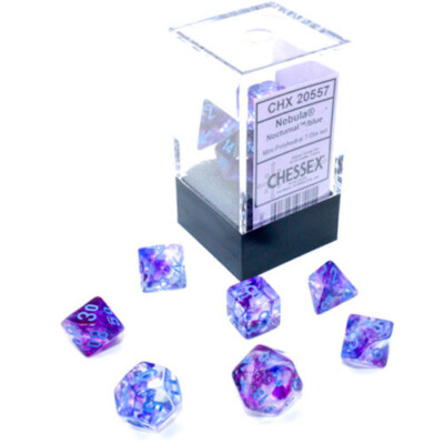 Chessex Dice: Nebula Nocturnal/Blue Mini Polyhedral 7 Die Set CHX 20557