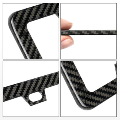 Real 100% Carbon Fiber 4 Holes License Plate Frame 3K Twill w/Screws Cap