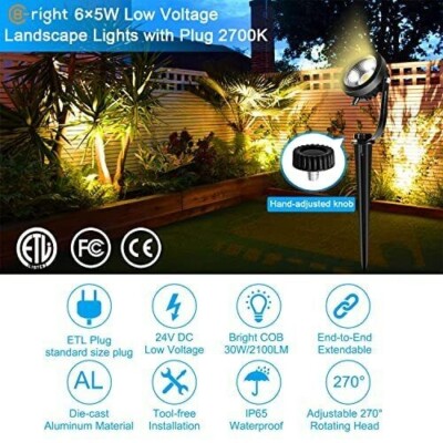 B-right Low Voltage Landscape Lights with Transformer 98ft/21M 5W Landscape L...