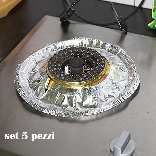 Set 5 Pezzi Proteggi Fornelli Fornello Da Sporto Grasso Alluminio Rotondi moc