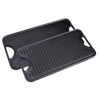 Victoria 18.5-by-10-Inch Rectangular Cast-Iron Griddle, Preseasoned Reversibl...