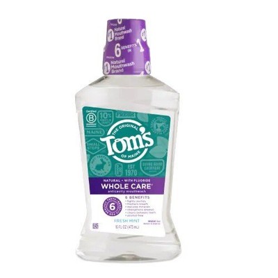 Жидкость для полоскания рта Toms Of Maine Whole Care со свежей мятой, 16 унций