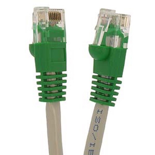  Cat5e CROSSOVER CABLE GRAY w Green boot 1,3,5,7,10,15,25,50FT