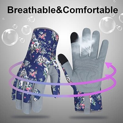 Leather Gardening Gloves Thorn Proof Touch Screen Working Best Gift For Women