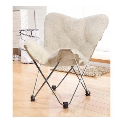 Luxe Faux Fur Butterfly Chair White