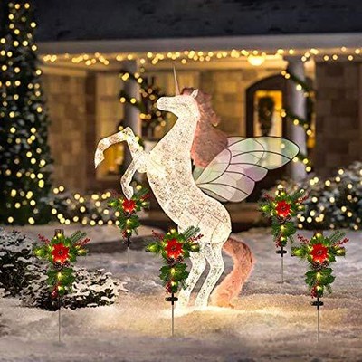 Artiflr 2 Pack Outdoor Solar Lights Christmas Decorations Cross Stake Lights ...