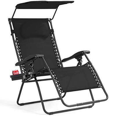 S, X-large Folding Lounge Lawn Chair W/canopy Shade&cup Holder